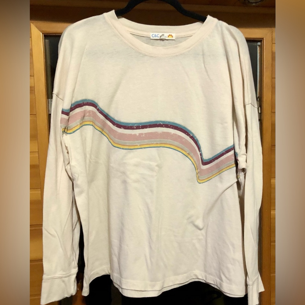 Vintage C&C California Cream and Pink Long Sleeve Tee